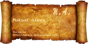 Maksai Alexa névjegykártya